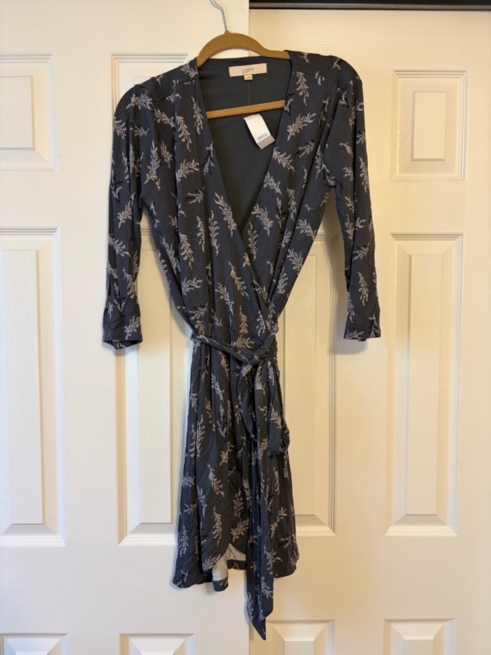 LOFT Navy Floral Wrap Dress with Tie Waist new medium
